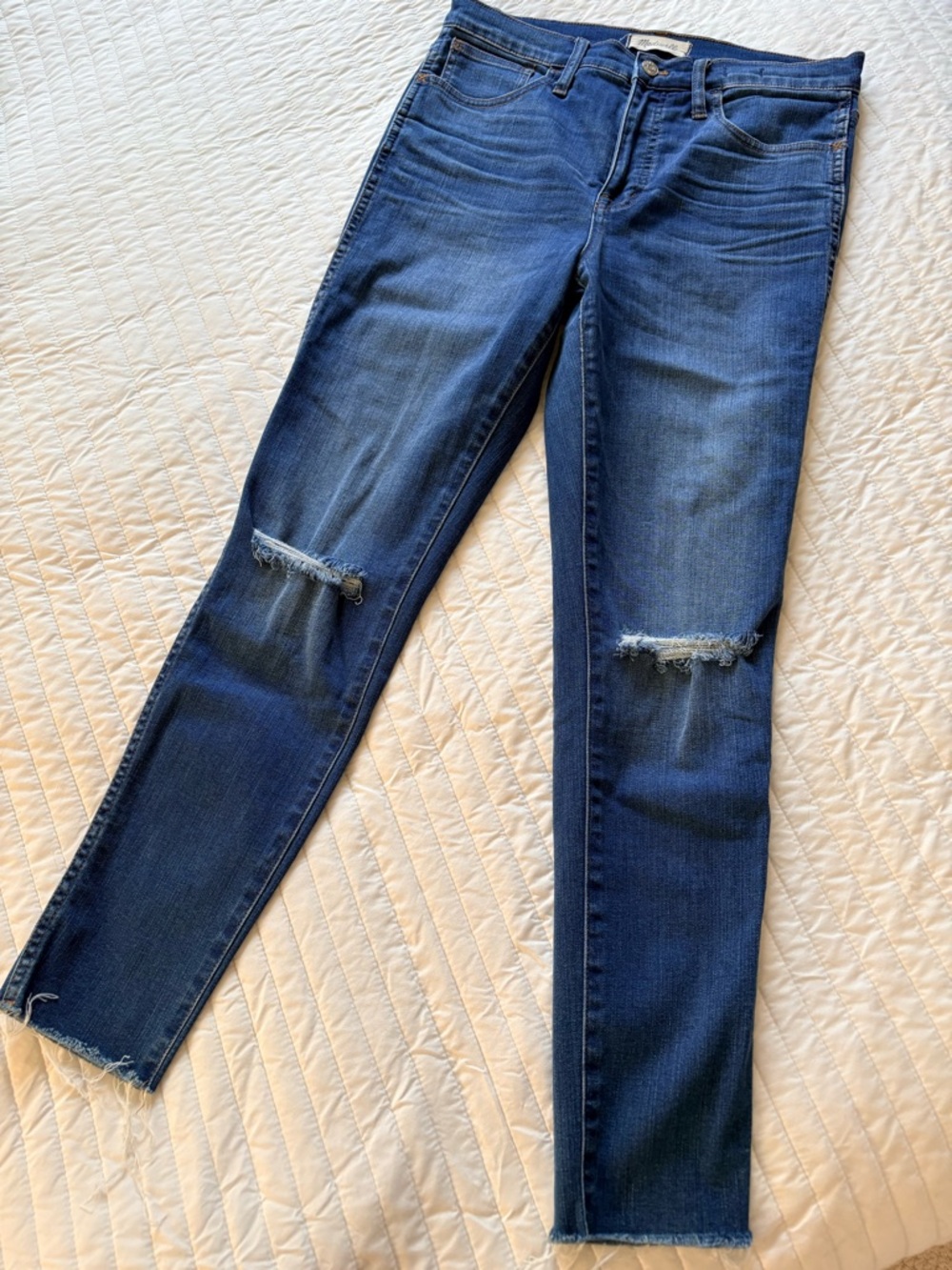 Madewell Dark Blue Distressed Skinny Jeans